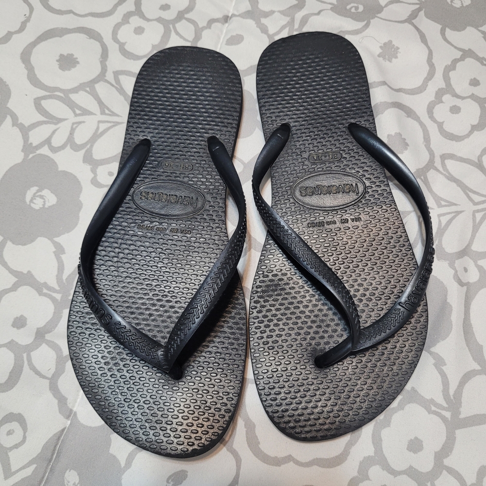 Havaianas Black Textured Flip Flops